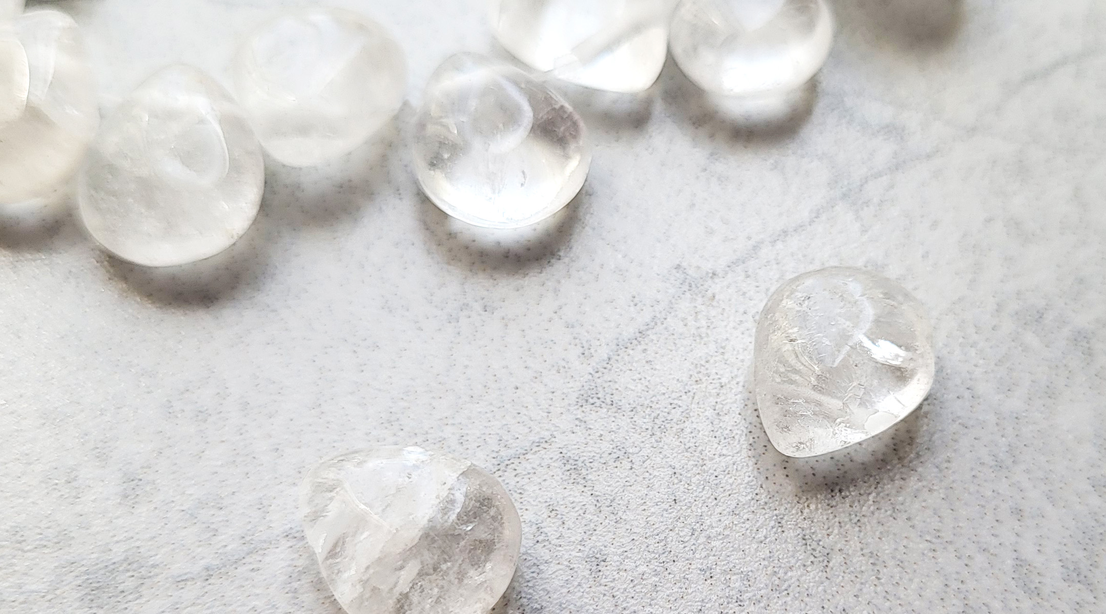 Clear quartz beads in petal shape